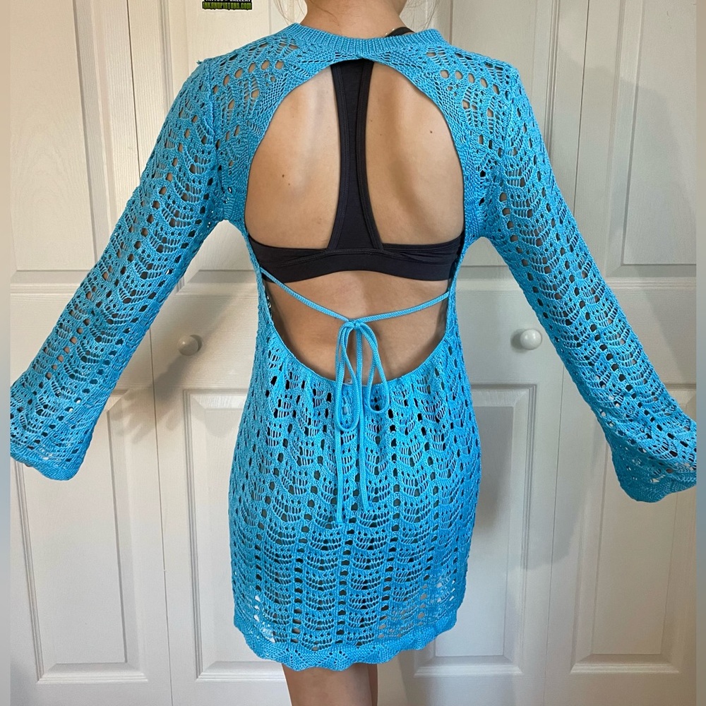 Beach Coverup/ Crotchet Knitted Mini Dress
